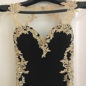 Black and Gold Embelished Formal Dress